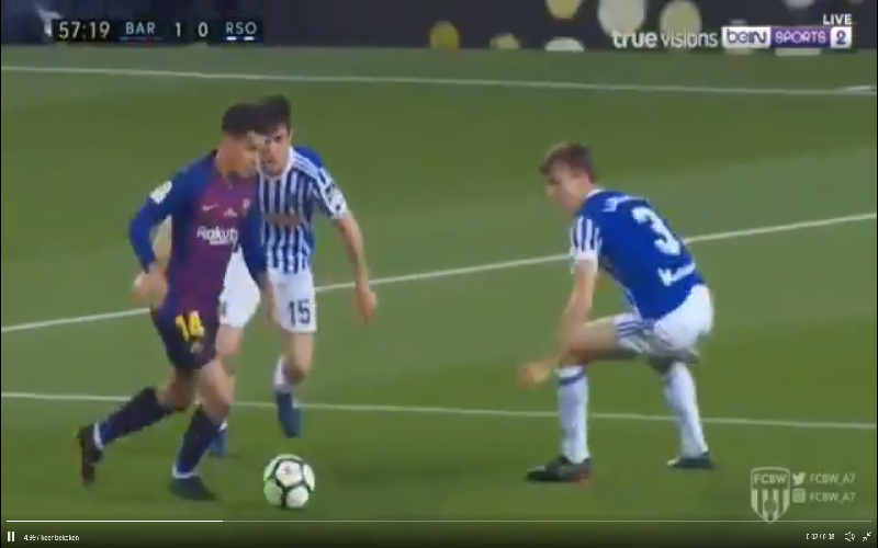 Coutinho doet dit in afscheidsmatch Iniesta, prachtig! (Video)