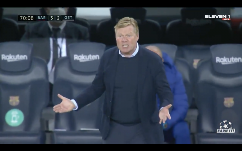 Ongezien: Koeman is het kotsbeu en grijpt zwaar in, Messi schrikt zich rot (VIDEO)