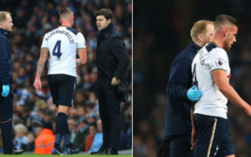 Alderweireld moet wedstrijd staken ,vrees voor zeer ernstige blessure